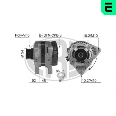 Bilde av ERA 210358A Dynamo 14V 150A VOLVO: V50, C30, S40 II, FORD: KUGA 1, FIESTA 5, Focus 2