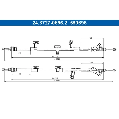 Bilde av ATE 24.3727 0696.2 Bremsekabel 1546, 1463 FORD: FOCUS 3, 3 Turnier