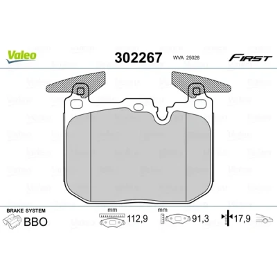 Bilde av VALEO 302267 Bremseklosser framaksel ekskl. slitasjevarselkontakt med antihyle blikk BMW: 3 Sedan, Touring, 1 Hatchback