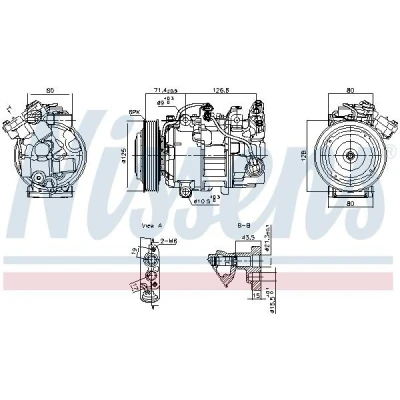 Bilde av NISSENS 891043 Kompressor PXC14 R 134a, 1234yf