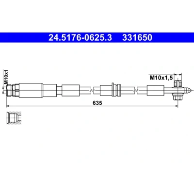 Bilde av ATE 24.5176 0625.3 Bremseslange 635 M10x1