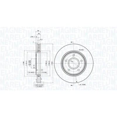 Bilde av MAGNETI MARELLI 360406119601 Bremseskiver 302, 302 28 5 72,5 innvendig ventilert UV maling belagt FIAT: Freemont, DODGE: Journey MPV