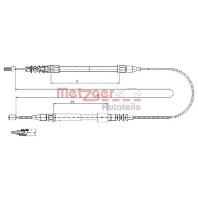 Bilde av METZGER 11.5769 Bremsekabel bakre venstre 1426, 756/307 COFLE OPEL: Corsa C Hatchback