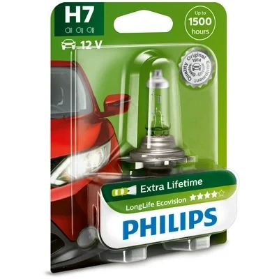 Bilde av Halogenlampe PHILIPS LongLife EcoVision H7 PX26d, passer mange bilmodeller, 000000000H7, 00000000H7, 0000000H7, 000000H7, 002 544 00 94,