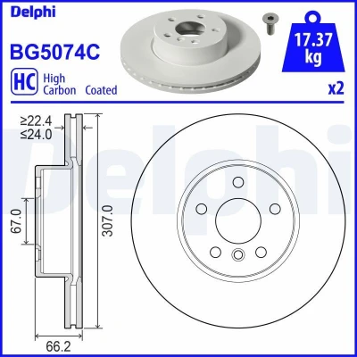 Bilde av Bremseskive DELPHI BG5074C