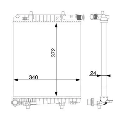 Bilde av MAHLE ORIGINAL CR 1591 000S Radiator 780 470 34 Kjøleribber satt sammen mekanisk OPEL: Vivaro A Combi, RENAULT: TRAFIC 2 Bus