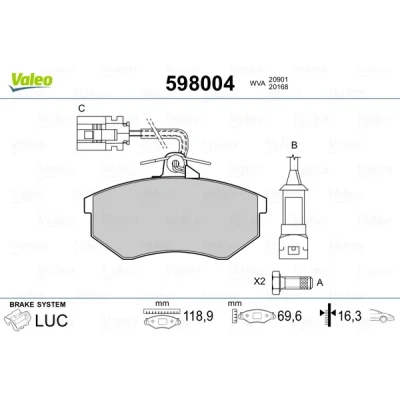 Bilde av Bremseklosser sett VALEO 598004