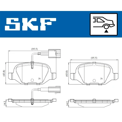Bilde av SKF VKBP 90391 E Bremseklosser inkl. slitasjevarselkontakt