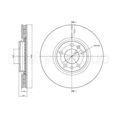 Bilde av METELLI 23 0861C Bremseskiver 305,0 28,0 5 70,0 ventilert spraylakkert ALFA ROMEO: 159 Sportwagon, Giulietta Hatchback, Sedan, JEEP: Renegade SUV