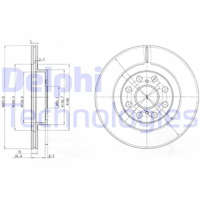 Bilde av DELPHI BG3825 Bremseskiver 263 16 4 ventilert oljet ubehandlet uten hjullager, ABS sensorring TOYOTA: MR2 III Cabrio