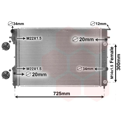 Bilde av VAN WEZEL 37002193 Radiator Aluminium 650 445 25 *** IR PLUS med tilbehør, oljekjøler Kjøleribber loddet