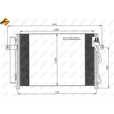 Bilde av NRF EASY FIT 35630 Kondensator med tørker, tetningsring 12,9 8,2 Aluminium 500