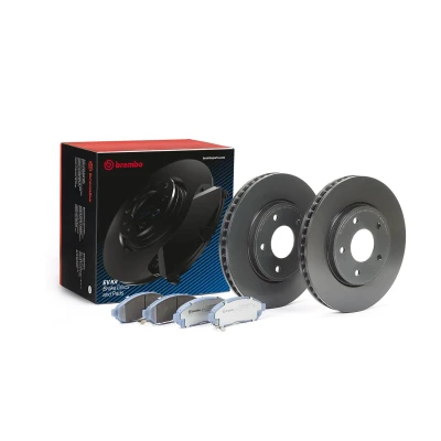 Bilde av BREMBO KT 08 017 bremsesett, skivebremse innvendig ventilert uten tilbehør med antihyle blikk akustisk slitasjevarsel NISSAN: Leaf I