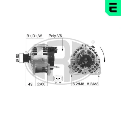 Bilde av ERA 210224A Dynamo 14V 90A VOLKSWAGEN: Transporter 4 Bus, 4, Sharan I, AUDI: A3 Hatchback, SKODA: Fabia 1 Combi, I Hatchback
