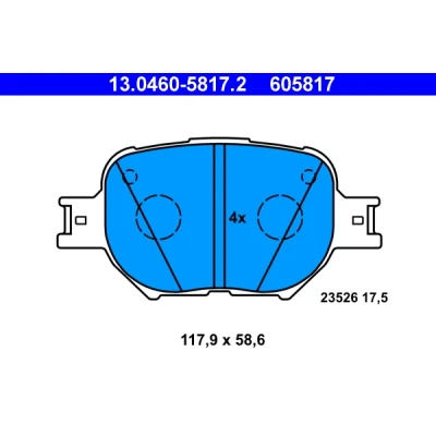 Bilde av ATE 13.0460 5817.2 Bremseklosser klargjort for slitasjeindikator, ekskl. slitasjevarselkontakt TOYOTA: Corolla IX Hatchback, Station Wagon