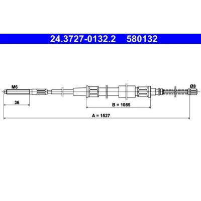Bilde av ATE 24.3727 0132.2 Bremsekabel 1527 VOLKSWAGEN: GOLF 2, Jetta 2