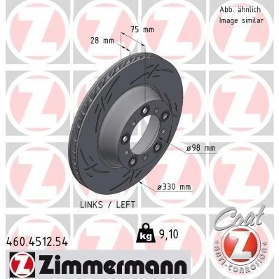 Bilde av ZIMMERMANN Bremseskive PORSCHE: 911 Coupé, Cabrio 330mm 28mm 10/5 5 hull 130mm innvendig ventilert, med sliss belagt 460.4512.54 99135240301