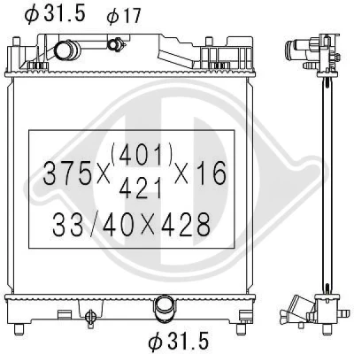 Bilde av DIEDERICHS DCM3328 Radiator Aluminium 375 400 16 Climate TOYOTA: iQ
