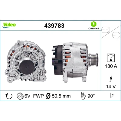 Bilde av VALEO 439783 Dynamo 14V 180A VOLKSWAGEN: Transporter 5 Bus, 5, Multivan (7HM, SKODA: Superb III Stasjonsvogn, Octavia 3 Combi