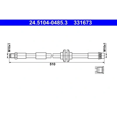 Bilde av ATE 24.5104 0485.3 Bremseslange 510 M10x1 SMART: Forfour II Hatchback