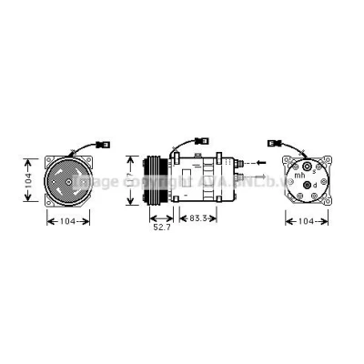 Bilde av PRASCO CNAK207 Kompressor SD6V12 R 134a