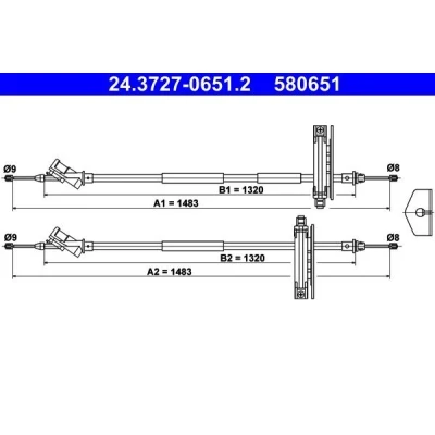 Bilde av ATE 24.3727 0651.2 Bremsekabel 1483, 1483 FORD: Focus Mk1 Stasjonsvogn, Hatchback