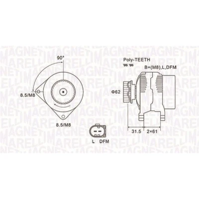 Bilde av MAGNETI MARELLI 063731820010 Dynamo 14V 180A VOLKSWAGEN: Transporter 5 Bus, 5, Multivan (7HM
