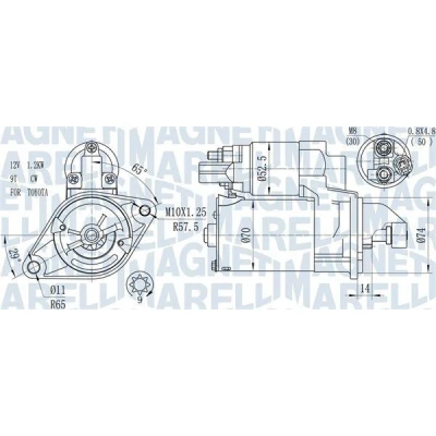 Bilde av MAGNETI MARELLI 063721450010 Starter 12 1,2 9 TOYOTA: Yaris II Hatchback, Avensis III Stasjonsvogn, RAV4 SUV