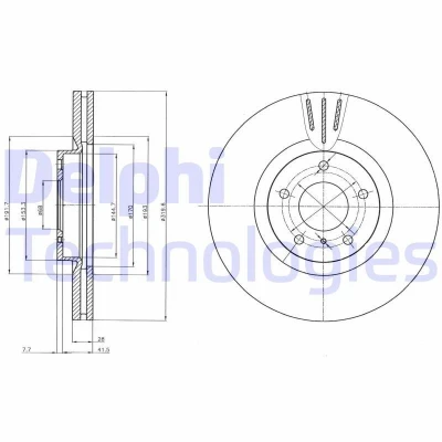 Bilde av DELPHI BG4107 Bremseskiver 320 28 5 ventilert oljet ubehandlet uten hjullager, ABS sensorring NISSAN: Murano II