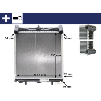 Bilde av MAHLE ORIGINAL CR 370 000S Radiator 355 350 32 med holder, tilbehør klammer Kjøleribber loddet PORSCHE: 911 Coupé, Boxster
