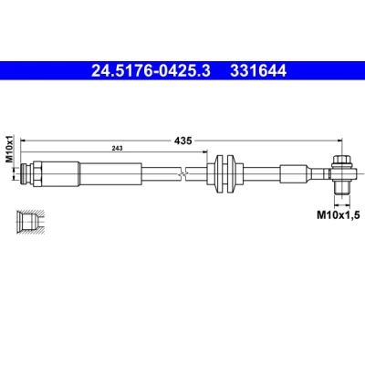 Bilde av ATE 24.5176 0425.3 Bremseslange 425 M10x1