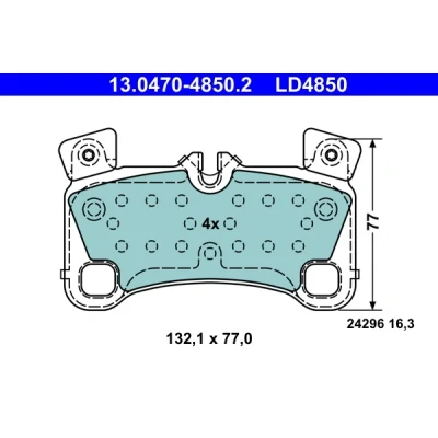 Bilde av ATE Ceramic 13.0470 4850.2 Bremseklosser klargjort for slitasjeindikator, ekskl. slitasjevarselkontakt AUDI: Q7, PORSCHE: Cayenne