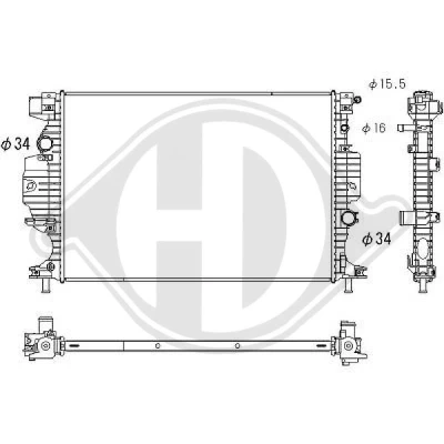 Bilde av DIEDERICHS DCM3943 Radiator Aluminium 670 448 16 Automatisk girkasse Kjøleribber loddet