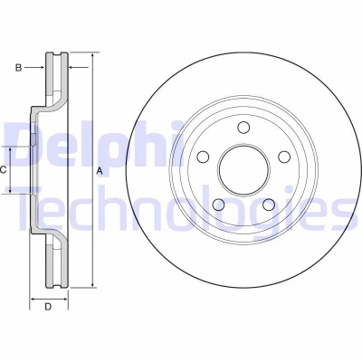 Bilde av DELPHI BG9121C Bremseskiver 350 32 5 ventilert belagt høy karbon uten hjullager, ABS sensorring JEEP: GRAND CHEROKEE 4