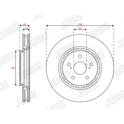 Bilde av JURID 563707JC Bremseskiver 328 34 5 2 114,3 ventilert belagt uten skruer TOYOTA: RAV4 V