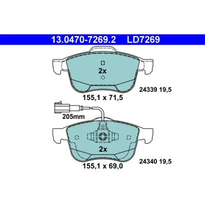 Bilde av ATE Ceramic 13.0470 7269.2 Bremseklosser inkl. slitasjevarselkontakt ALFA ROMEO: Giulietta Hatchback