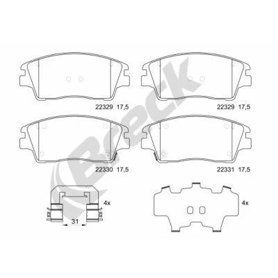 Bilde av BRECK 22329 00 701 Bremseklosser med akustisk slitasjevarsel antihyle blikk tilbehør HYUNDAI: Kona SUV, KIA: Sportage IV