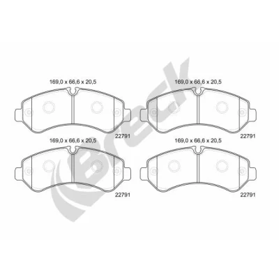 Bilde av BRECK Bremseklosser klargjort for slitasjeindikator, ikke slitasjeindikator 22791 00 703 MERCEDES BENZ: Sprinter 5 t Van