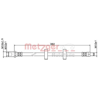 Bilde av METZGER 4111487 Bremseslange framaksel venstre, høyre, innvendig 382 M10x1 IVECO: DAILY 3 Kasten/Kombi, 4 Bus