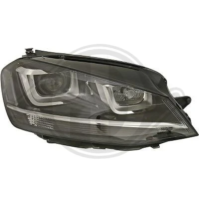 Bilde av DIEDERICHS Priority Parts 2216082 Frontlykter høyre D1S, H15, D1S/H7, H7 xenon med kjørelys motor for høydejustering hovedlys VOLKSWAGEN: Golf 7