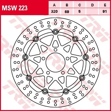 Bilde av TRW MSW223 Bremseskiver 320 5 hullet, flytende bremseskive