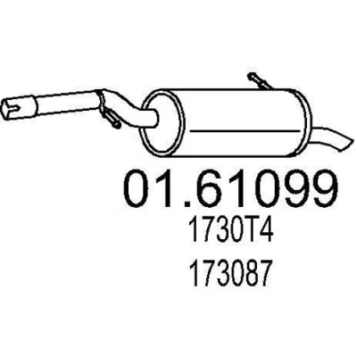 Bilde av MTS 01.61099 Sluttlyddemper 900 PEUGEOT: 207 Hatchback, 208 I 2008 Stasjonsvogn, CITROËN: C3 Picasso
