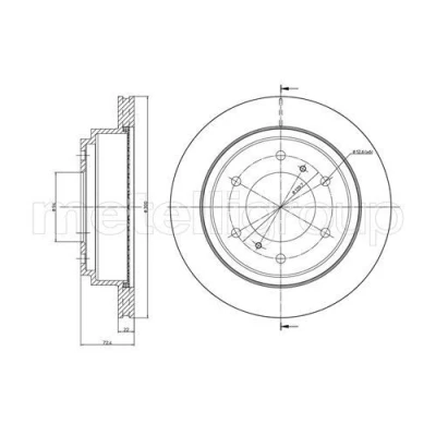 Bilde av METELLI 23 0778C Bremseskiver 300,0 22,0 6 94,0 ventilert spraylakkert MITSUBISHI: PAJERO 4, 3