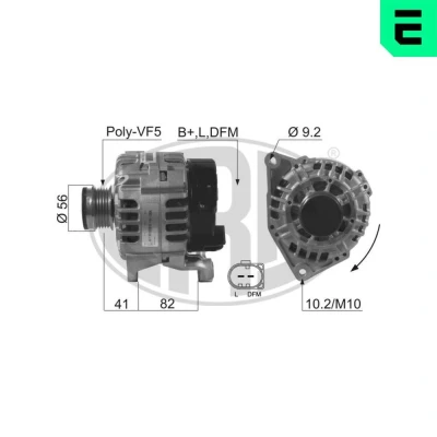 Bilde av ERA 210524A Dynamo 14V 120A AUDI: A4 B7 Avant, A6 C5 A3 Sportback, VOLKSWAGEN: Passat B6 Variant, B5 GP Stasjonsvogn, Variant