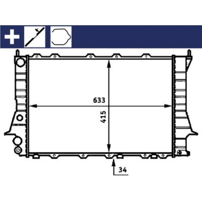 Bilde av MAHLE ORIGINAL CR 358 000S Radiator 633 415 34 med holder, tilbehør kolbleklips, skrue Kjøleribber satt sammen mekanisk AUDI: A6 C4 Avant
