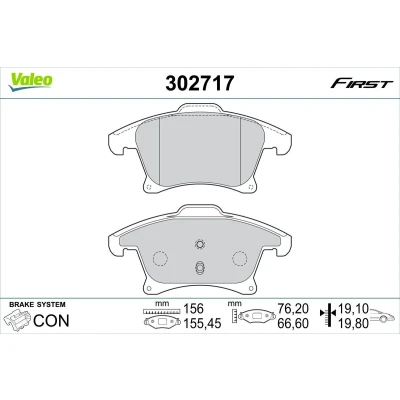 Bilde av VALEO 302717 Bremseklosser framaksel ekskl. slitasjevarselkontakt med antihyle blikk FORD: Mondeo 5 Kombi, S Max Mk2, Galaxy Mk3 MPV