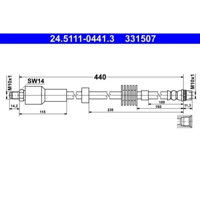 Bilde av ATE 24.5111 0441.3 Bremseslange 440 M10x1 CITROËN: C4 II Hatchback