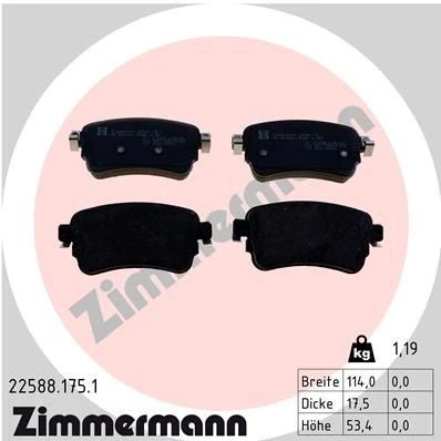Bilde av ZIMMERMANN 22588.175.1 Bremseklosser med akustisk slitasjevarsel Bildet viser leveranseinnholdet TOYOTA: ProAce II Van, Verso, Verso
