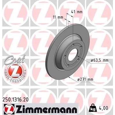 Bilde av ZIMMERMANN 250.1316.20 Bremseskiver 271 11 5/5 5 108 fullt ut belagt FORD: Focus Mk4 Hatchback