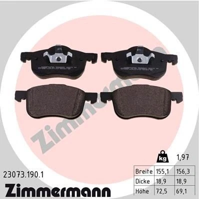 Bilde av ZIMMERMANN 23073.190.1 Bremseklosser Bildet viser leveranseinnholdet VOLVO: V70 2, XC70 I Cross Country, S80